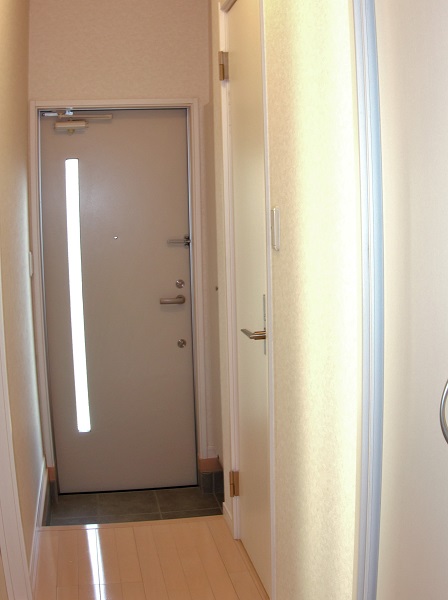採光スリット付き玄関ドアで明るい玄関